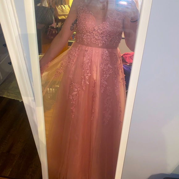 Pink Floral Tulle Full Floor Length Custom Ballgown Long Full Dress Prom Formal🤩 - Picture 4 of 10